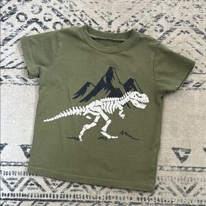 Olive Green T-Rex Skeleton Short Sleeve Tee